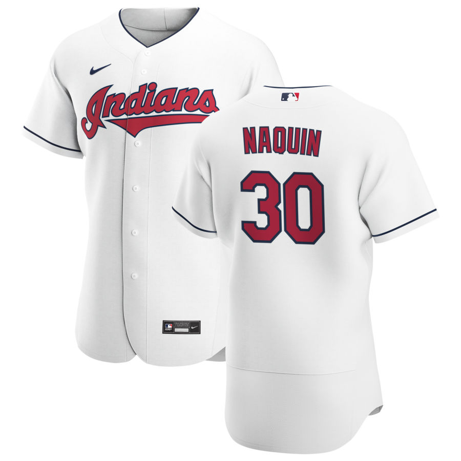 Cleveland Indians #30 Tyler Naquin Men Nike White Home 2020 Authentic Team MLB Jersey